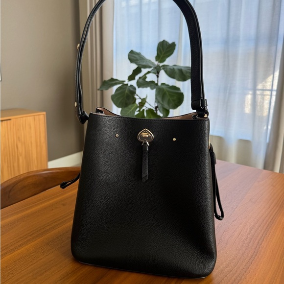 Convertible Kate Spade New York Marti Large Leather Bucket Bag, Black - Picture 1 of 4